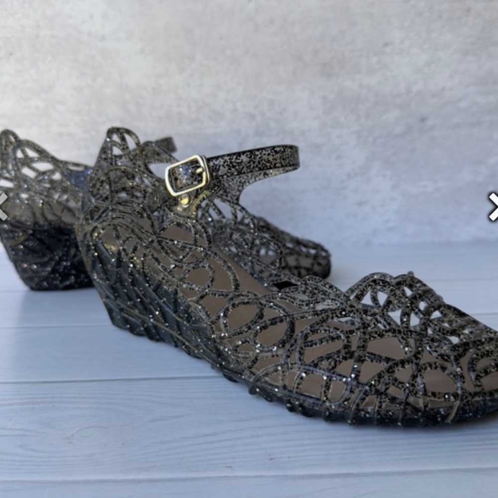 Vivienne Westwood Anglomania Melissa Silver Glitter Jelly Wedges - Picture 4 of 16